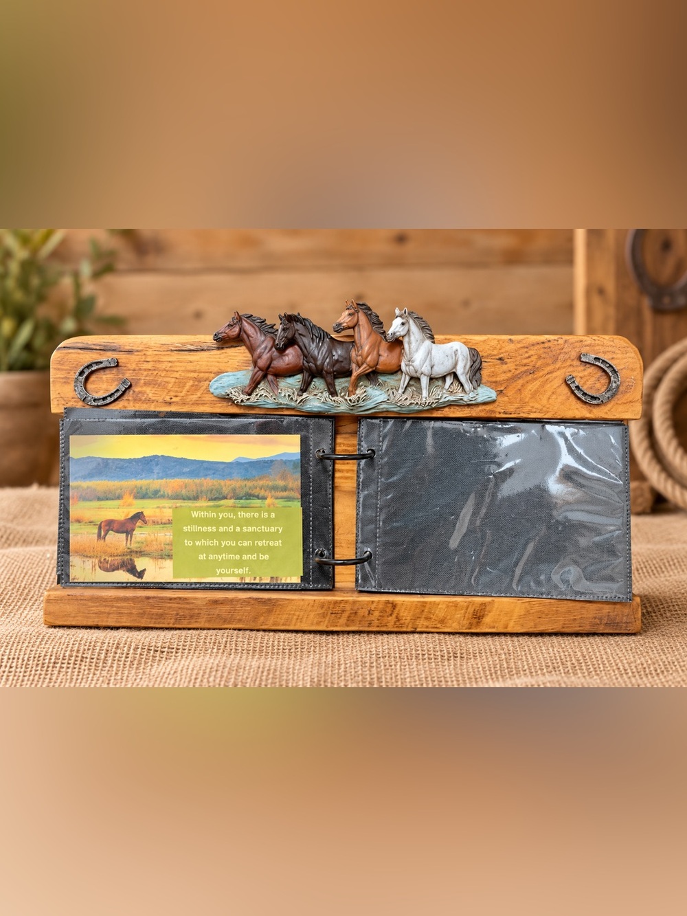 🐎Horse Photo Album Frame Rustic Wood Western Decor